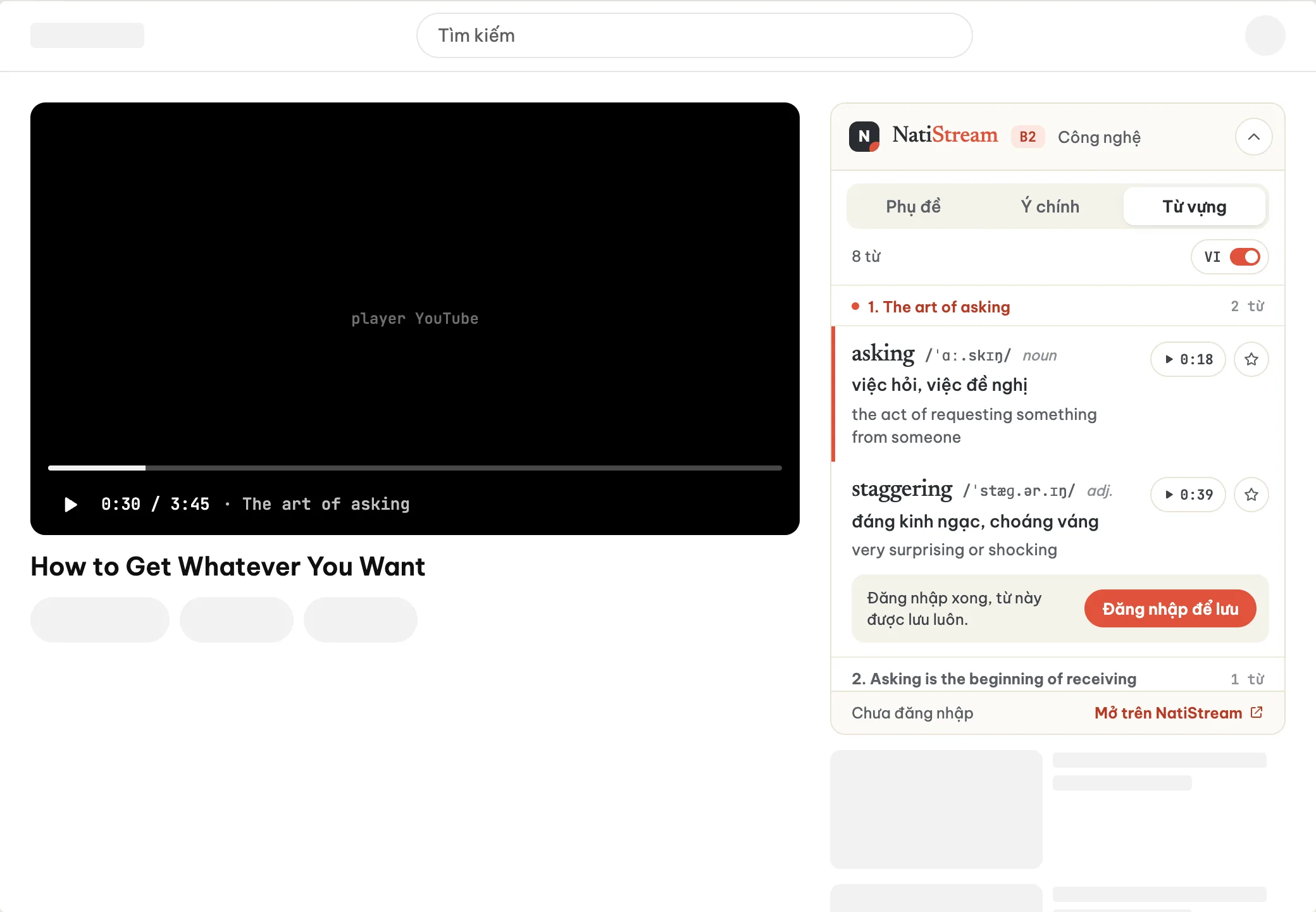 Từ khó của video, gom sẵn một chỗ